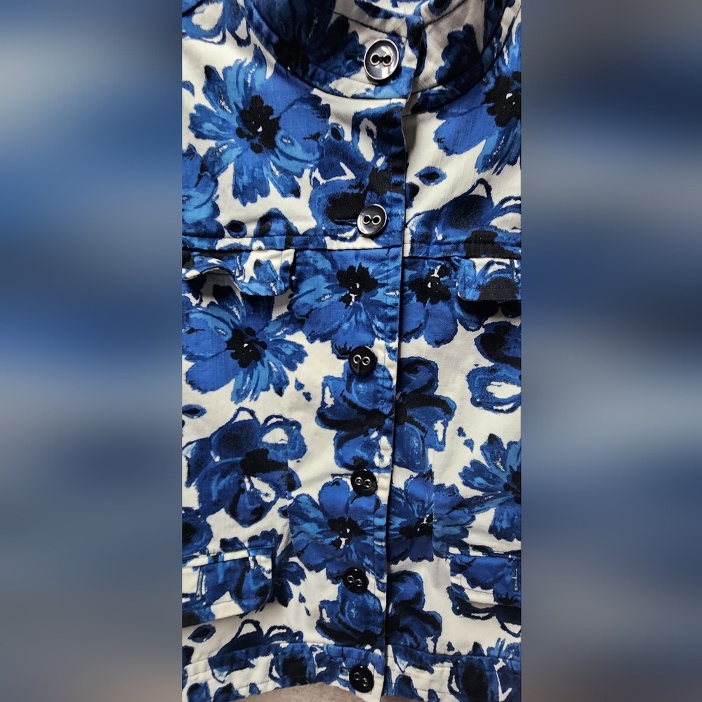 Charter Club Womens XLarge White and Blue Patterned Jacket - Picture 5 of 6